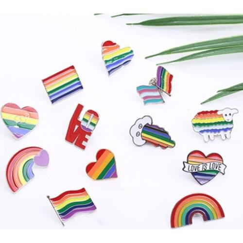 2021 Rainbow Heart Enamel Pins Gay Lesbian Pride Badge Love Is Love Brooches Jewelry Gift For Men Women Unisex Clothes Lapel Pin