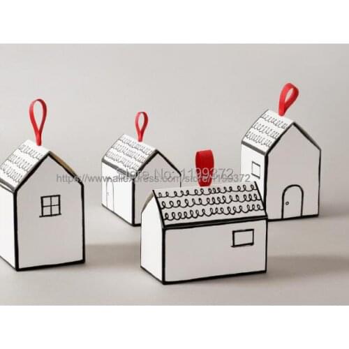 500pcs Small House Paper Packing box nougat cookies candy box wedding gift Boxes gifts box Free DHL FEDEX Shipping