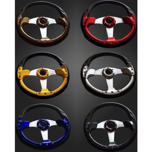6 Colors 14 Inch 350MM Universal Car Sport Steering Wheel With Logo Auto Racing Game Type Aluminum+PVC