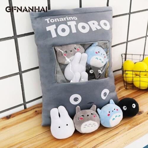 8pcs/lots 4 Designs Creative Plush Toys Totoro Snack Pillow Dolls Stuffed kawaii My Neighbor Totoro Toys for Children Kids Gifts