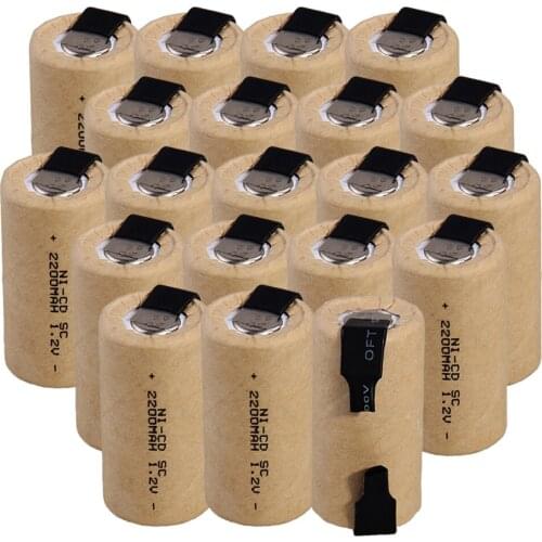 Lowest price 20 piece SC battery 1.2v batteries rechargeable 2200mAh nicd battery for power tools akkumulator