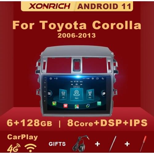 4GB RAM 128GB ROM Android 10 Car Radio Player For Toyota Corolla E140 E150 2006-2013 GPS Navigation Carplay DSP AI Voice Control