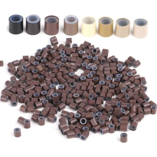 Free Shipping (1000pcs/bottle ) 1 bottles 4.0x2.6x4.0mm Copper Silicone rings /tubes for I-tip and Micro Ring Hair Extensions