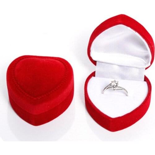 Free Fast Shipping Wedding Ring Jewelry Packaing Gioft Case Velvet Mini Cute Heart Shaped Ring Box