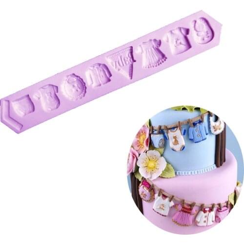 Baby Clothes Silica Gel Mold For Sugar Cake Dry Pace Decoration Chocolate Baking Tool Avirulent Tasteless WMJ-122