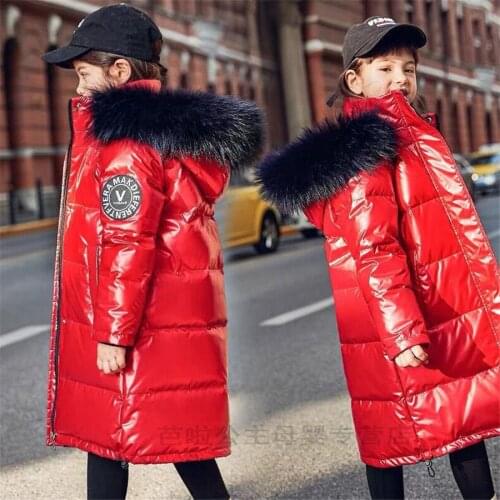 New Kids 2021 Thick Warm Jackets Coat Winter Boys girl clothes Children parka real Fur Long Hooded Outerwear overcoat