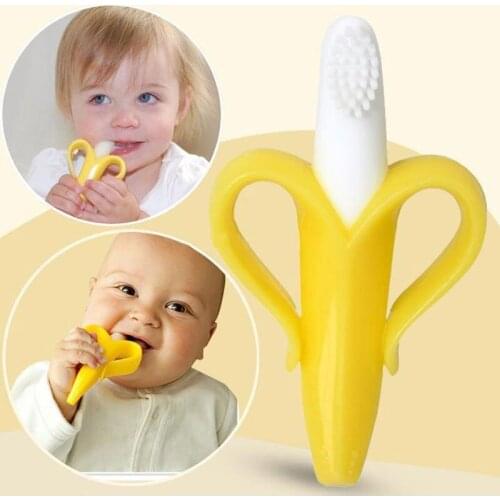Baby teethers Safe Bananay Baby Teethers Silicone Toothbrush Teething Kids Tooth Brush Dental Care Gifts Chew Toys Children