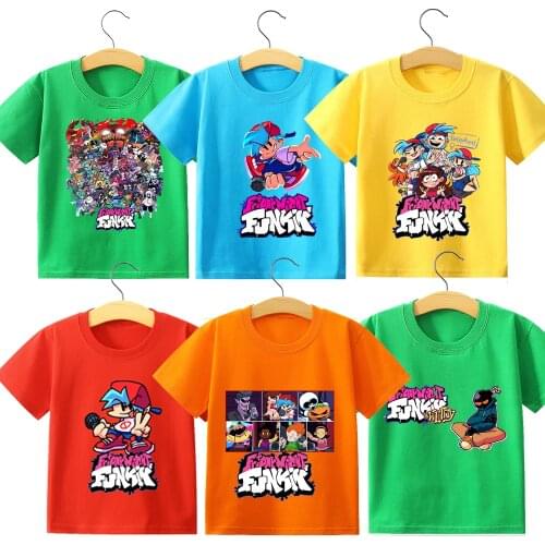 Friday night funkin Graphic T Shirts FNF Children Aesthetic Clothes Short Sleeve Summer Tops Boys Digital Birthday Girl Gift