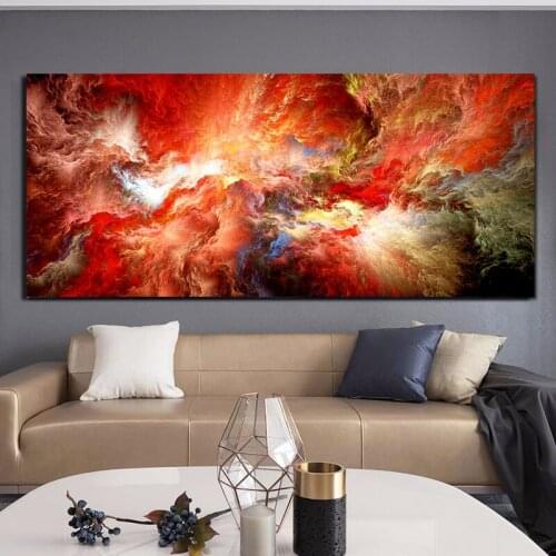 DDWW Canvas Painting Art Poster and Print Whtie Orange Oil Painting Cloud Abstract Think Independe Wall Picture for Living Room