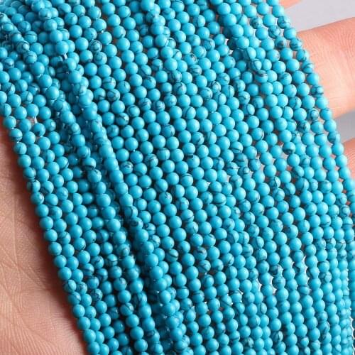 Natural Stone Round Beads Blue Turquoises Loose Crystal Beads for Charms Jewelry Making DIY Bracelet Necklace For Women