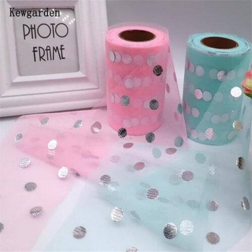 Kewgarden Bronzing Dots Gauze Organza Ribbon 6cm 10cm Handmade Tape DIY Hairbow Accessories Riband Wholesale 25 Yards