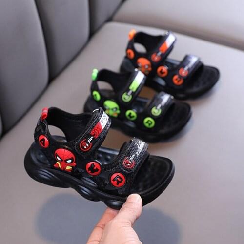 2021 Summer Disney New Boys Cartoon Spider-Man Casual Sandals Small School Childrens Non-slip Beach Sandals
