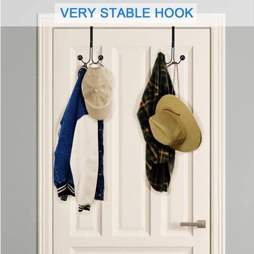 Hot 6 Pack over the Door Hooks for Clothes Metal over the Door Hanger 2 Hooks over Door Hooks for Hanging Coat Bag Black
