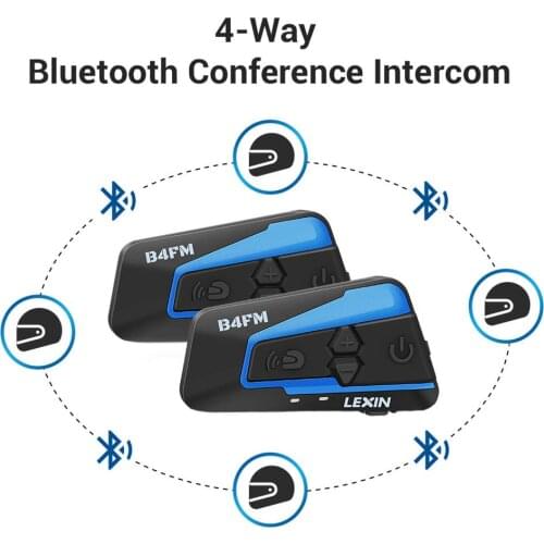 Lexin Bluetooth Helmet Headset Intercom Motorcycle 4 Riders Talking with FM Radio Moto Headsets intercomunicador B4FM