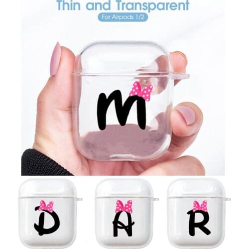 Letter A B C D Soft TPU Silicone Earphone Case for Airpods1 2 Accessories for Airpods Wireless Earphone Case Bow-knot Cover