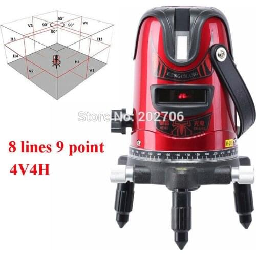 High quality 8 lines 9 point Cross line laser level 4V4H 360degree rotary laser level laser line Beam Leveling Gradienter Lase