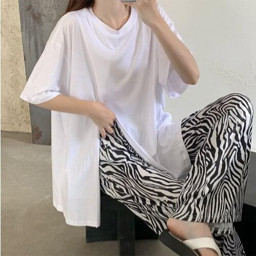 New Summer Ladies Thin Short-sleeved Womens Pajamas Two-piece Suit Plus Size 3xl Zebra Pajama Set Home Service Can Wear Outside