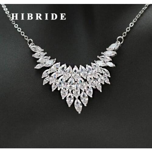 HIBRIDE New Arrival Clear Austrian Crystal Women Bridal Jewelry Set Long Chain Necklace Earrings Sets Dress Accessories N-275