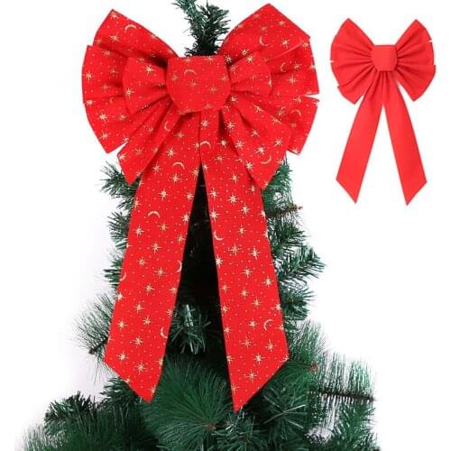 New Large Bow Bowkont Ribbon Bow Christmas Decoration Christmas Tree Decor Stripe Bow New Year Party Wedding Decor