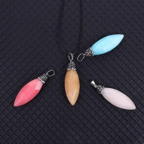 Wholesale New Fashion Creative Crystal Rhinestone Faceted Natural Stone Pendant Necklace With Rope