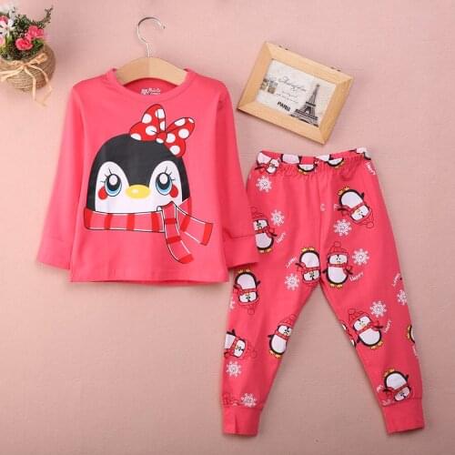 Autumn Winter Kids Baby Girl Cotton Pajama Set Two Pieces Sleepwear Nightwear Warm Pajamas Sets Tops and Pants Outfits
