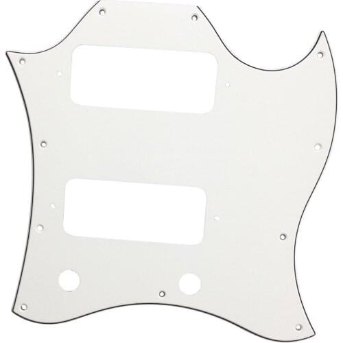 Pleroo Custom Guitar pickgaurd - For Standard SG Style With P90 Pickups Guitar pickguard Scratch Plate, 3 Ply White
