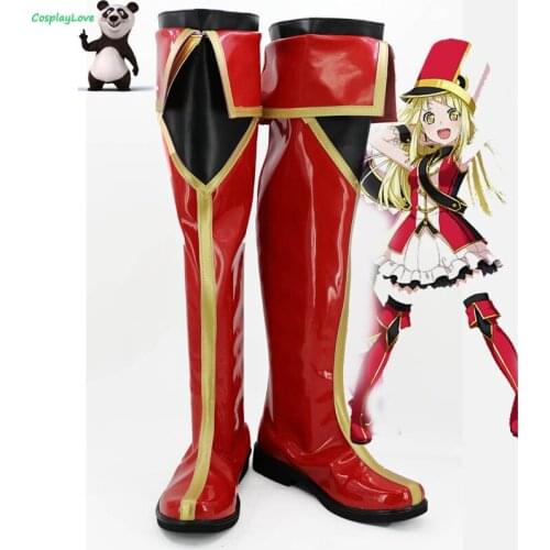 BanG Dream! Hello HappyWorld! Kokoro Tsurumaki Red Shoes Cosplay Long Boots Leather Custom Made For Christmas