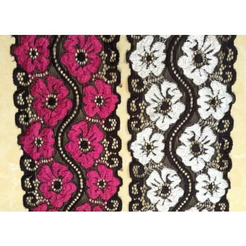 10cm luxurious black and rose red elastic jacquard lace, soft and elegant lace trimming,XERY14300K