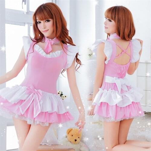Sexy Women Anime Sissy French Maid Dress Cute Kawaii Cat Girl Maid Costume Exotic Servant Pink Lolita Maid Cosplay Costume