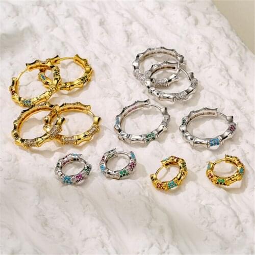 HECHENG,1 pair,Simplicity Geometry Metal Bamboo Joint Earrings,for Women Girls,Small Hoop Earrings Wholesale