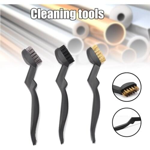 3pcs Wire Brush Nylon/Brass/Stainless Steel Bristle with Curved Handle Grip for Rust Dirt & Paint Scrubbing ASD88