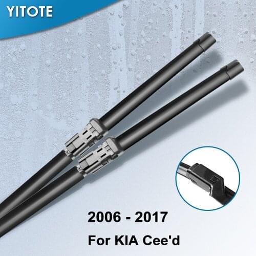 YITOTE Wiper Blades for KIA Cee'd Fit Push Button Arms / hook arms 2006 2007 2008 2009 2010 2011 2012 2013 2014 2015 2016 2017