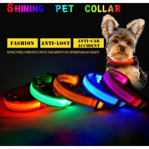 Shining Pet Dog Collar LED Light Pet Collar Traction Flashing Safe Adjustable Belt Anti-Lost,Avoid Car Accident Night Decoration