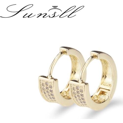 SUNSLL New Hoop Earrings Gold Copper Earrings Cubic Zirconia Womens Round Earrings Fashion Party, Anniversary Jewelry Earring
