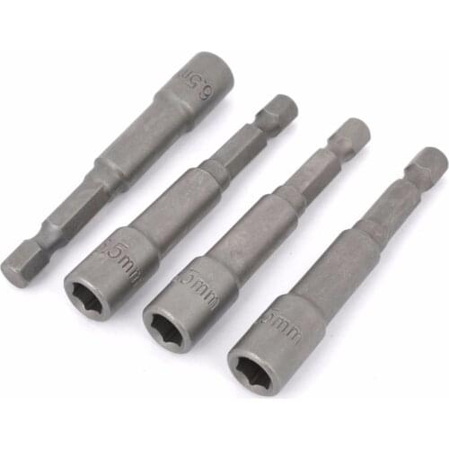 Uxcell 4Pcs Magnetic Hex Driver Bits 6.5mm Hex Socket Nut Driver Bits 65mm Length Handware Repair Tools