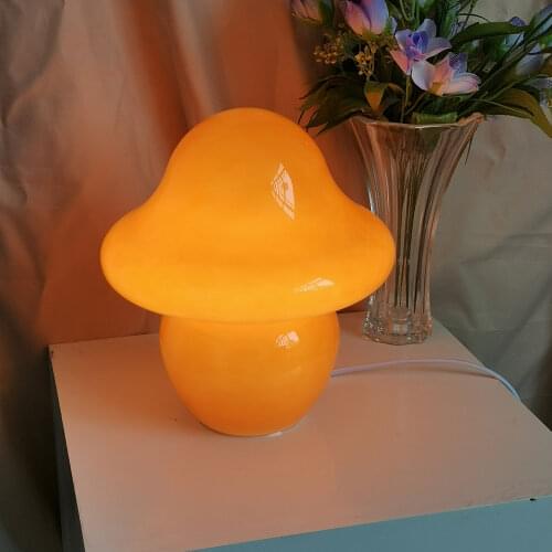 Korea Ins Style Orange Mushroom Table Lamp, Artificial Blown Glass, Study Room, Bedside Living Room