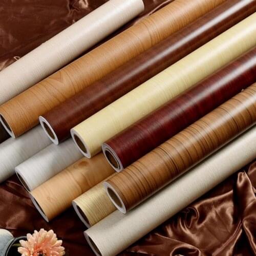 Waterproof and moisture-proof wood grain sticker self-adhesive wallpaper bedroom wardrobe desktop wooden door old furniture PVC