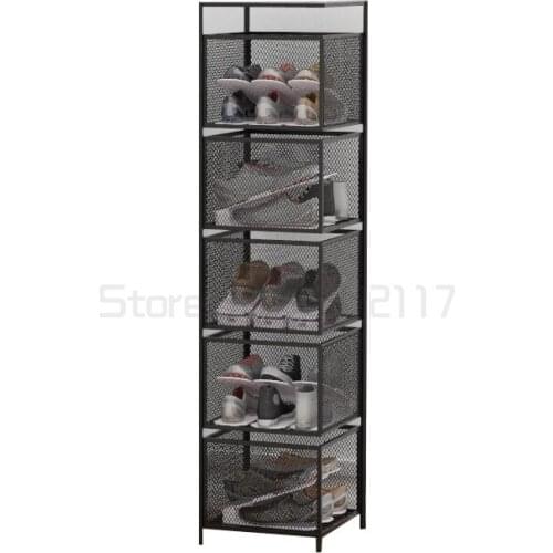 Rotary shoe rack door shoe rack household shoe cabinet storage indoor iron folding multi-layer cabinet