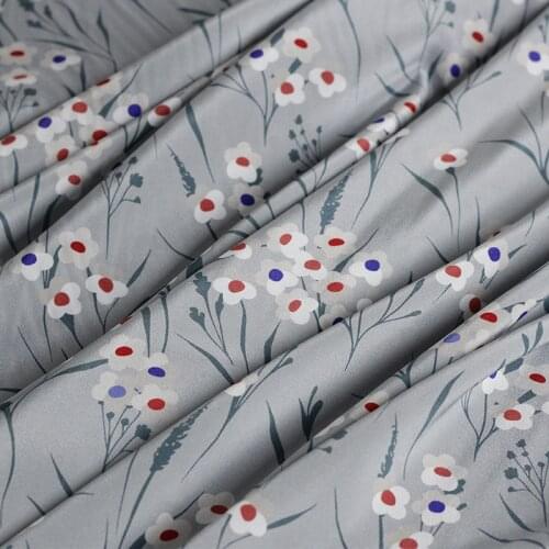 White Waxberry 18momme Elastic Crepe Silk Flowers Printed Fabrics Garment Materials Women Dress DIY Sewing Cloth Freeshipping