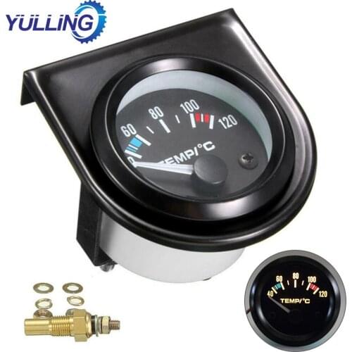 YULLING 2"52mm Digital Car Water Temp Temperature Gauge 12V 40-120℃ LED With With Water Temp Joint Pipe Sensor Adapter Car Meter