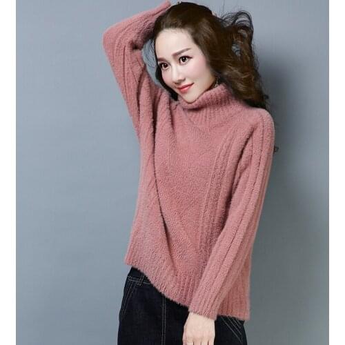 High quality 2019 winter elegant turtleneck long sleeve cashmere casual women high neck soft warm sweater