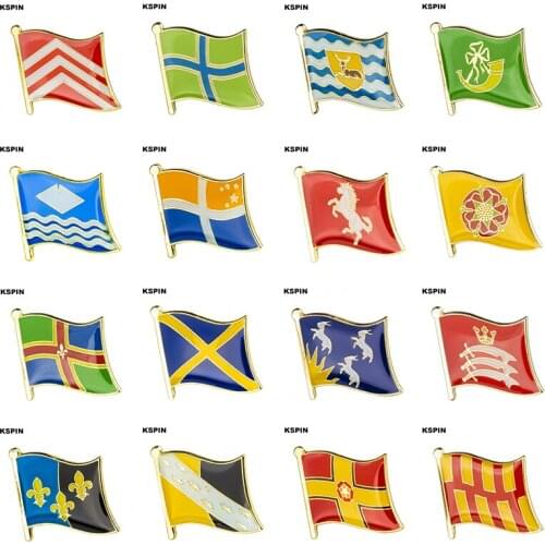 Flag Laple Pin Badge Brooch GLAMORGAN Gloucestershire HERTFORDSHIRE Huntingdonshire ISLE OF WIGHT KENT ISLES OF SCILLY