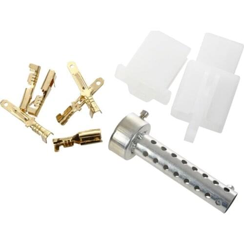 1 Set 3 Plug-Pin Flat Plug Connectors 2.8mm Motorcycle Scooter Car & 1x Silver Motorcycle Exhaust Can Muffler