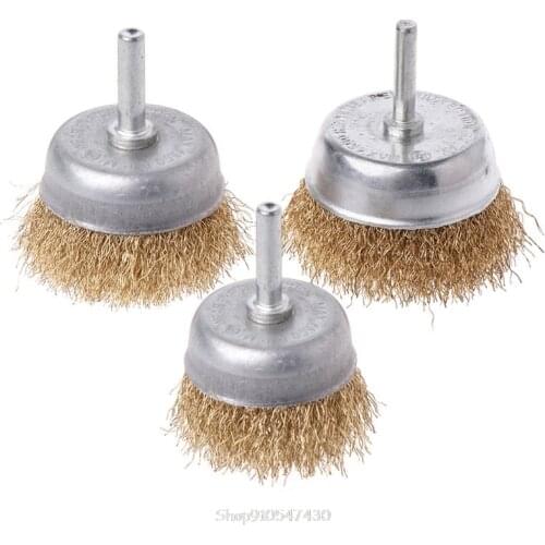 1 Pcs Bowl Wire Brush 6mm Shank Diameter Flat Steel Wire Wheel Electric Drill Grinding Mill Polish Wheel Derusting Tool Power D