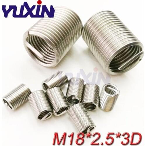 10pcs M18*2.5*3D Wire Thread Insert Stainless Steel 304 Wire Screw Sleeve M18 Screw Bushing Helicoil Wire Thread Repair Inserts