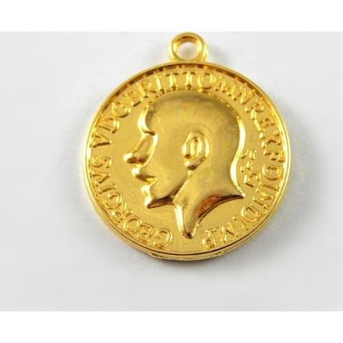 10PCS Gold Single Hanging Pendant Double Face Round Money Coins Charms Jewelry Finding Handmade Crafts Necklace Accessory