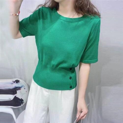 2021 Promotion Room 205516, Row 4, No.6, Top] Non Real Net Red Picture Solid Round Neck Short Sleeve T-shirt [2000] 31