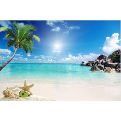 Custom photo 3d wallpaper Beautiful seaside beach coconut tree scenery room home decor 3d wall mural wallpaper for living room