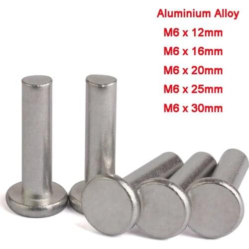 5/25Pcs Flat Head/Countersunk Head Rivet Flat Aluminum Rivet Tap Solid Aluminum Rivets Kit M6 Length 12-30mm