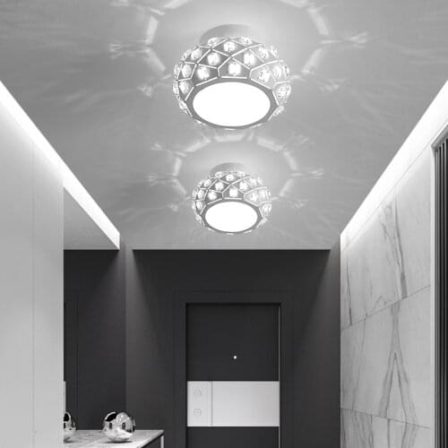 Artpad Modern 18W Ceiling Light Crystal Round Hollow Design Kitchen Corridor Metal Flush Mount LED Ceiling Lamp 110V 220V